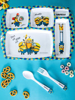 1 pc 5 Part Plate and 1 pc Fork & Spoon 16 cm Set 3 pc - Minions