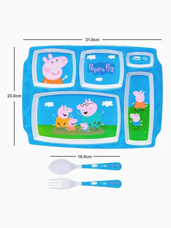 Servewell Melamine Rectangle Kids Set (Plate, Fork & Spoon) Peppa Pig (Set of 3pcs)