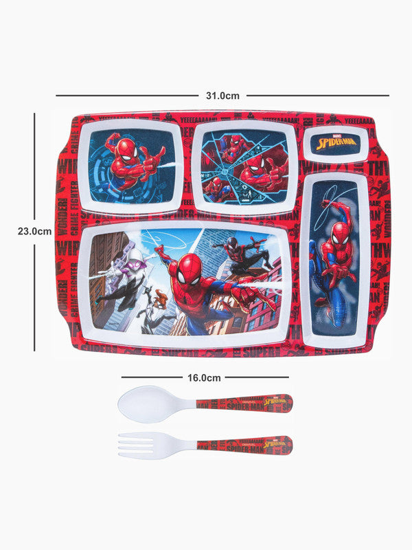1 pc 5 Part Plate and 1 pc Fork & Spoon 16 cm Set 3 pc - Spiderman