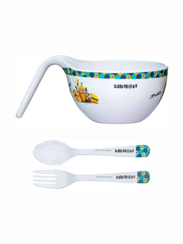 Servewell Melamine Maggie Kids Set (Plate, Fork & Spoon) Minions (Set of 3pcs)