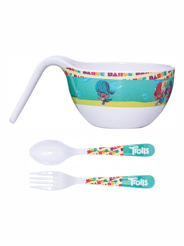 1 pc Maggie Bowl and 1 pc Fork and Spoon Set 3 pc - Trolls