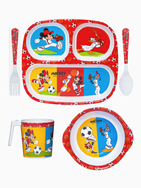 Servewell Melamine Kids Set (Plate, Fork & Spoon) Mickey (Set of 5pcs)