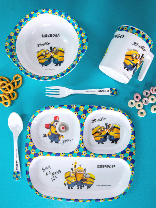 Servewell Melamine Kids Set (Plate, Fork & Spoon) Minions (Set of 5pcs)