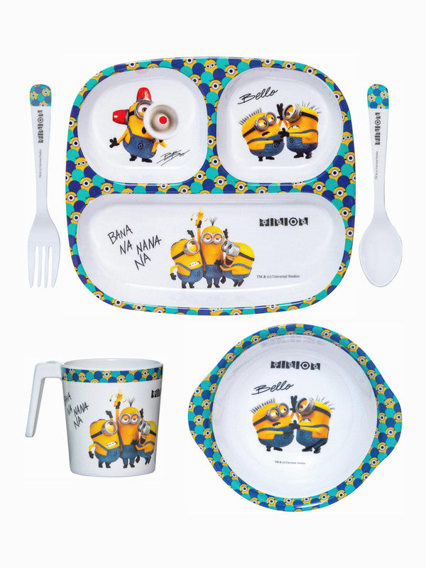 Servewell Melamine Kids Set (Plate, Fork & Spoon) Minions (Set of 5pcs)