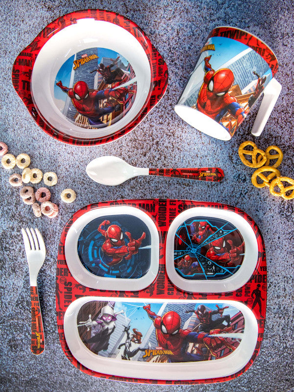 Servewell Melamine Kids Set (Plate, Fork & Spoon) Spiderman (Set of 5pcs)
