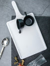 Servewell Rectangular Matte Handle Platter and Rnd Scoop Set 3 pc - White platter and Black scoop