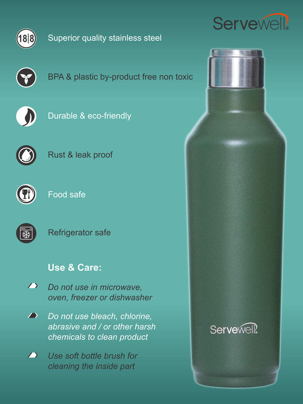 Servewell 1 pc Alaska - SS Single Wall Bottle 820 ml - Military Green