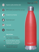 Servewell 1 pc Bali - SS Single Wall Bottle 1000 ml - Fuji Red