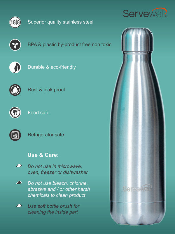 Servewell 1 pc Bali - SS Single Wall Bottle 1000 ml - Steel