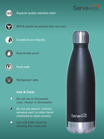 Servewell 1 pc Bali - SS Single Wall Bottle 750 ml - Jet Black