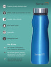 Servewell 1 pc Congo - SS Single Wall Fridge Bottle 1000 ml - Striking Blue