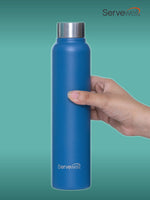Servewell 1 pc Sleek - SS Single Wall Bottle 600 ml - Imperial Blue