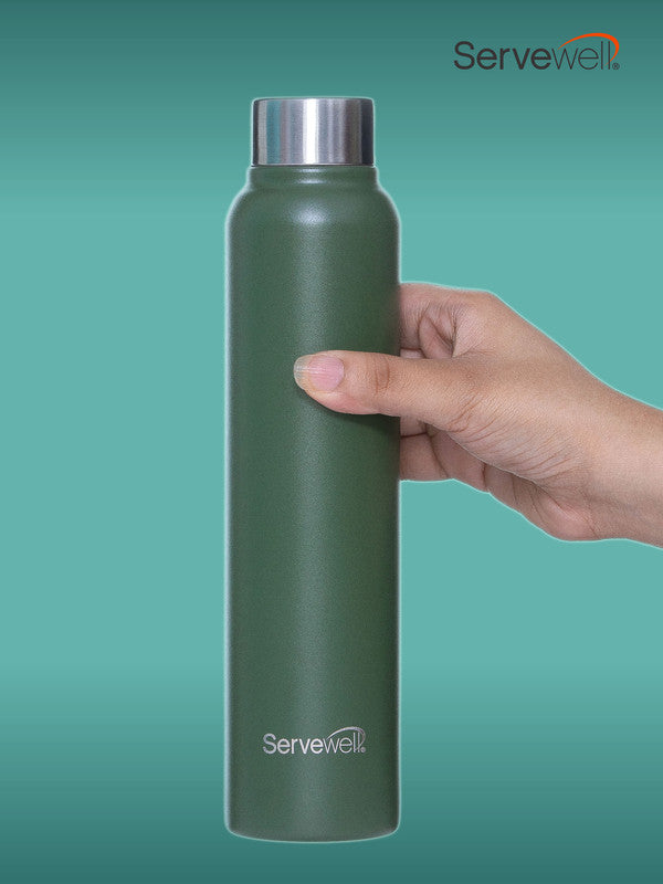 Servewell 1 pc Sleek - SS Single Wall Bottle 600 ml - Military Green