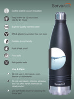 Servewell 1 pc Indus - SS Vacuum Bottle 1000 ml - Jet Black