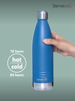 Servewell 1 pc Indus - SS Vacuum Bottle 750 ml - Imeprial Blue
