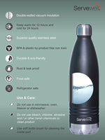 Servewell 1 pc Indus - SS Vacuum Bottle 750 ml - Jet Black