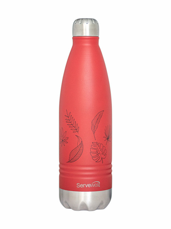 Servewell Indus - 1000ml (Autumn) Red SS Vacuum Bottle  (Set of 1pcs)