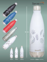 Servewell Indus - 1000ml (Autumn) White SS Vacuum Bottle  (Set of 1pcs)