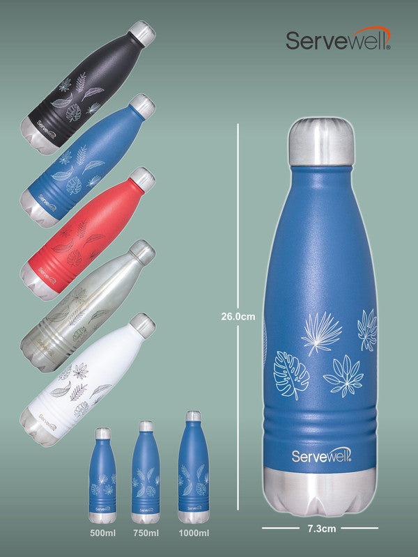 Servewell Indus - 500ml (Autumn) Blue SS Vacuum Bottle  (Set of 1pcs)