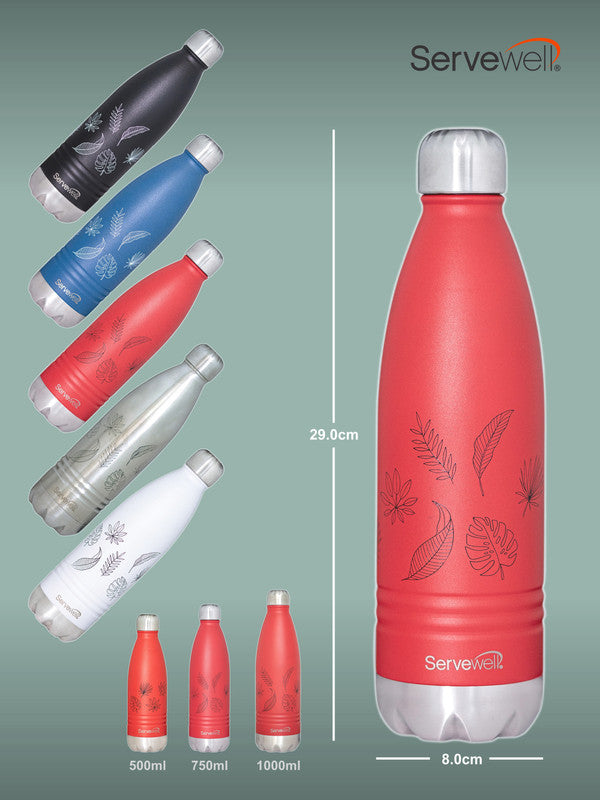 Servewell Indus - 750ml (Autumn) Red SS Vacuum Bottle  (Set of 1pcs)