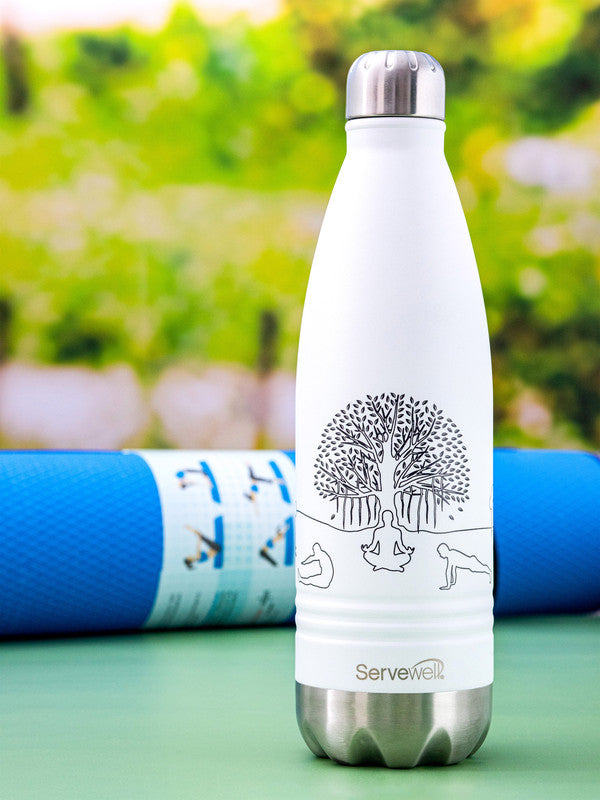 Servewell Indus - 1000ml (Yoga) White SS Vacuum Bottle  (Set of 1pcs)