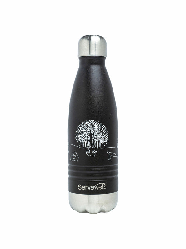 Servewell Indus - 500ml (Yoga) Black SS Vacuum Bottle  (Set of 1pcs)