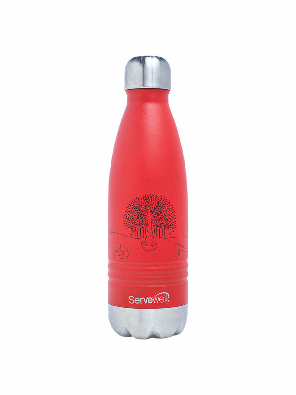 Servewell Indus - 500ml (Yoga) Red SS Vacuum Bottle  (Set of 1pcs)