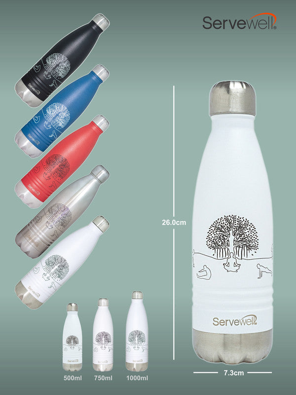 Servewell Indus - 500ml (Yoga) White SS Vacuum Bottle  (Set of 1pcs)