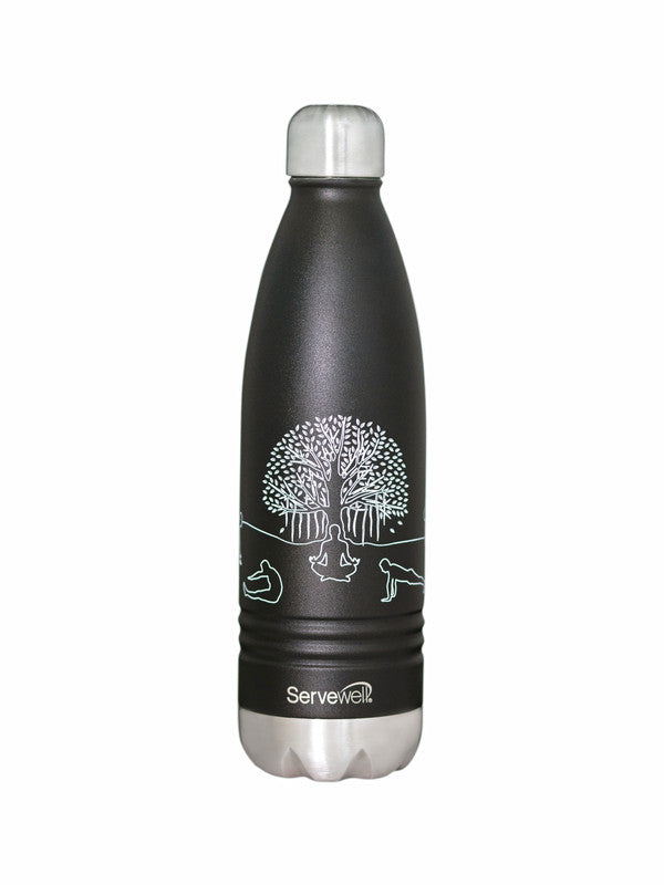 Servewell Indus - 750ml (Yoga) Black SS Vacuum Bottle  (Set of 1pcs)