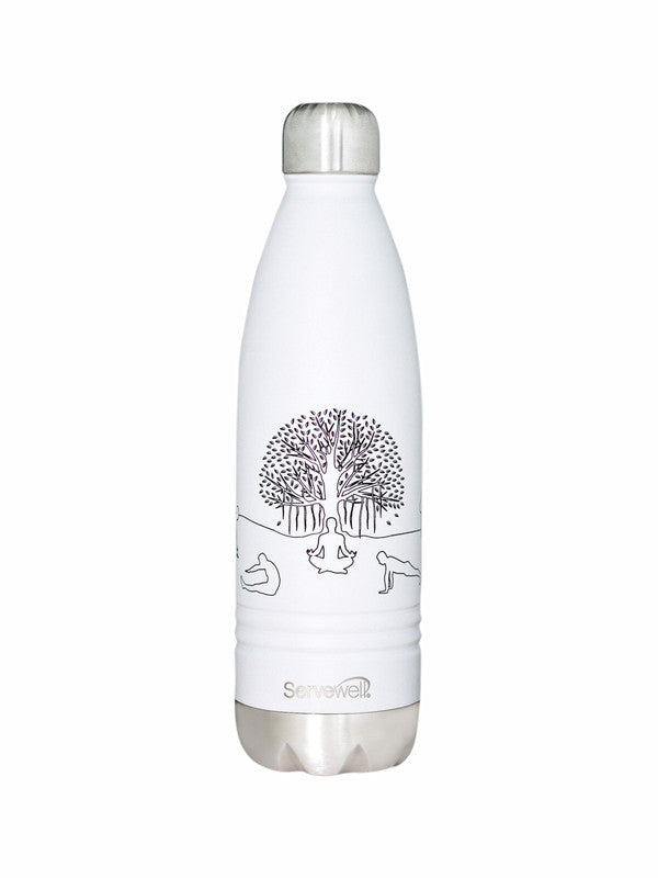 Servewell Indus - 750ml (Yoga) White SS Vacuum Bottle  (Set of 1pcs)