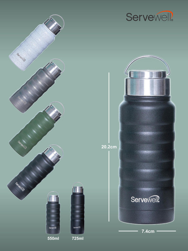 Servewell 1 pc Twister - SS Vacuum Bottle 550 ml - Jet Black