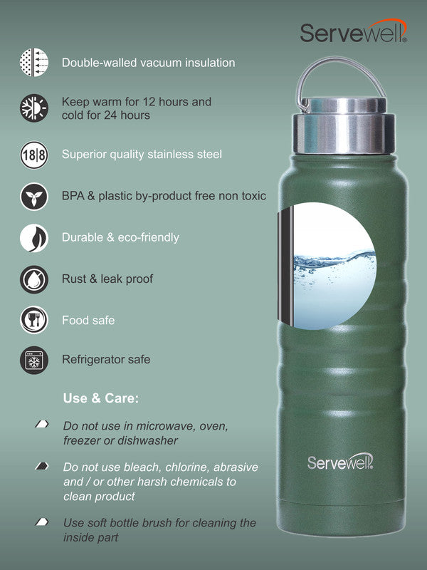 Servewell 1 pc Twister - SS Vacuum Bottle 725 ml - Army Green