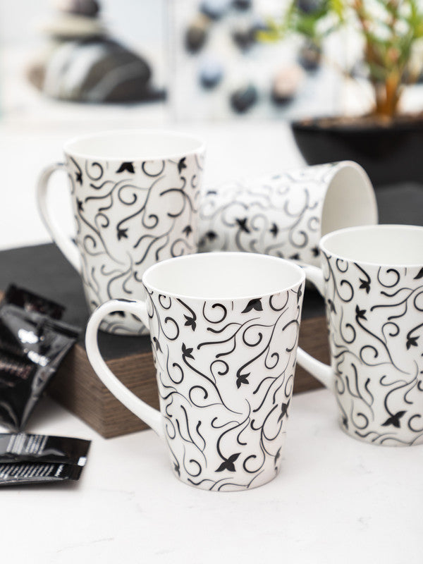 Fine Bone China Tea Cups/Coffee Mugs (Set of 4 Pcs)