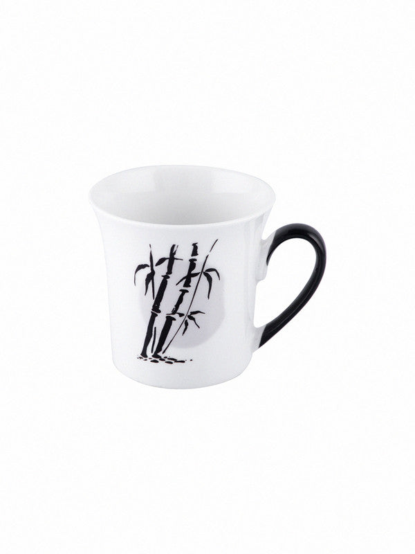 Bone China Tea Cups/Coffee Mugs with Black Motif Design (Set of 6 mugs)