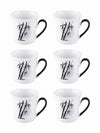 Bone China Tea Cups/Coffee Mugs with Black Motif Design (Set of 6 mugs)