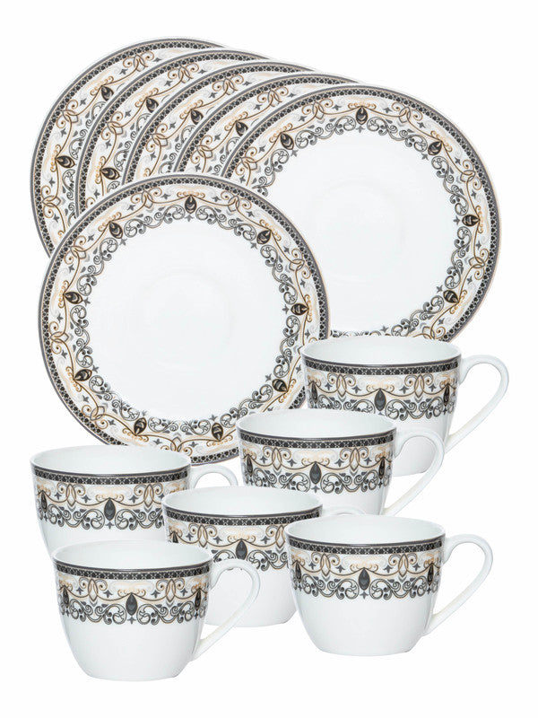 Sonaki Bone China Coffee/Tea Cup & Saucer (Set of 6pcs Cup & 6pcs Saucer)