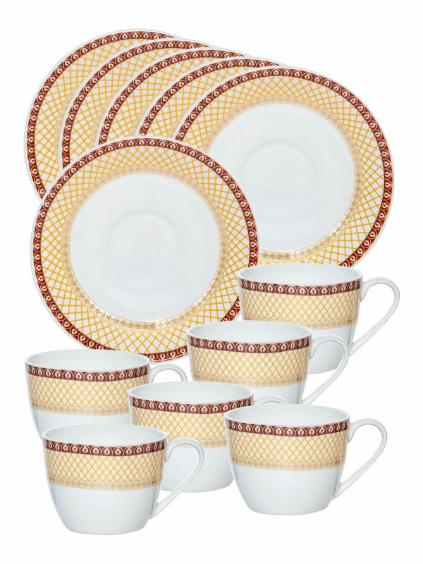 Sonaki Bone China Coffee/Tea Cup & Saucer (Set of 6pcs Cup & 6pcs Saucer)