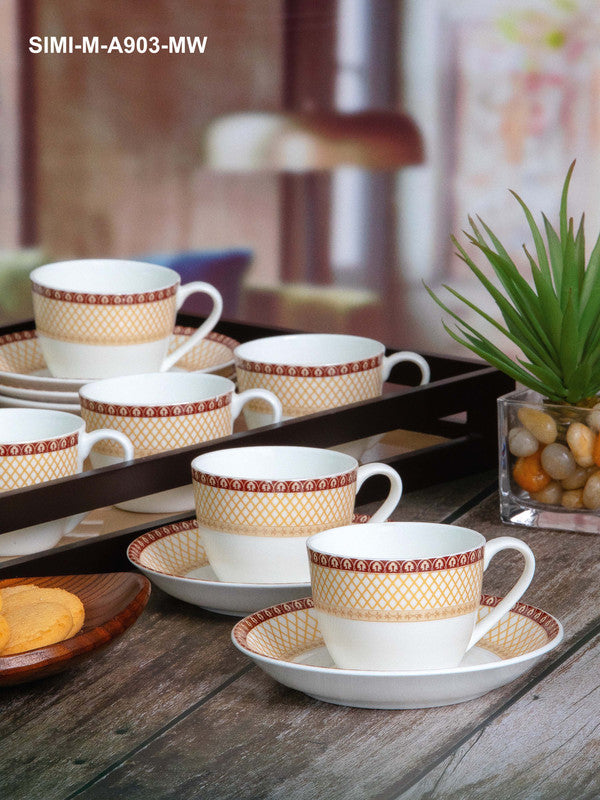 Sonaki Bone China Coffee/Tea Cup & Saucer (Set of 6pcs Cup & 6pcs