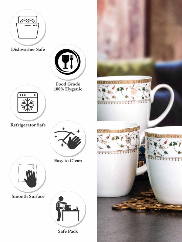 Bone China Tea/Coffee Mug Set of 6pcs with Gold Printing