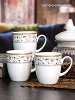 Bone China Tea/Coffee Mug Set of 6pcs with Gold Printing