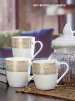 Sonaki Bone China Coffee/Tea Mugs With Gold Print (Set Of 6Pcs)
