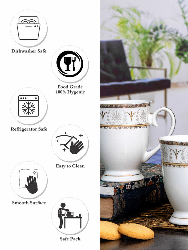 Bone China Tea/Coffee Large Mug Set of 2pcs with Gold Printing