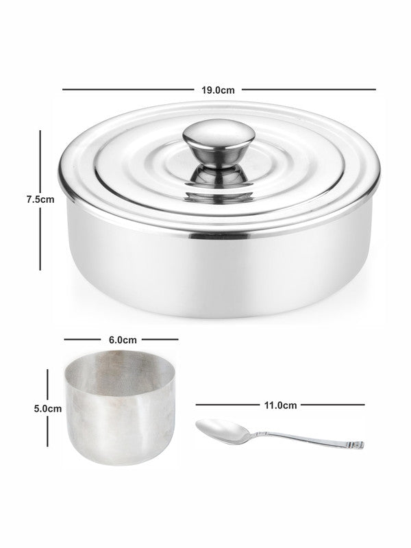 SOLO Stainless Steel Small 7pcs Spice Jar Set with Container & Spoon (Set of 9pcs)
