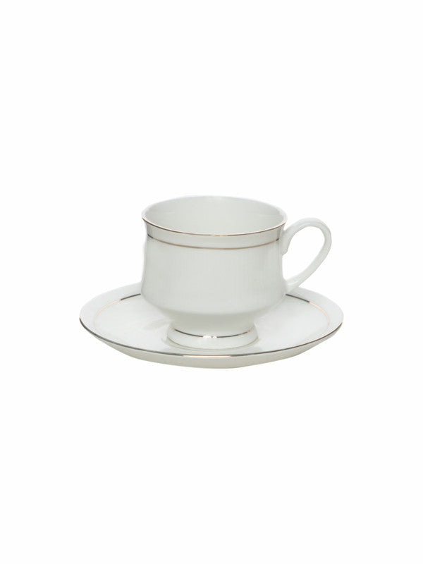 Sonaki Bone China Tea Set with Gold Line (set of 6pcs Cup, 6pcs Saucer, 1pc Milk Pot, 1pc Tea Pot & 1pc Sugar Pot with Lid)