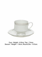 Sonaki Bone China Tea Set with Gold Line (set of 6pcs Cup, 6pcs Saucer, 1pc Milk Pot, 1pc Tea Pot & 1pc Sugar Pot with Lid)