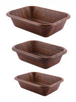 Wooden finish Multi Purpose Rectangular Bowl set of 3pcs SS-10140-10141-10160