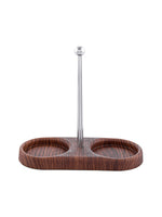 Wooden finish condiment set with Stand & Spoon SS-10198