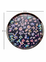 Stehlen Melamine Decorative Round Serving Tray with Handle (Set of 1pc)