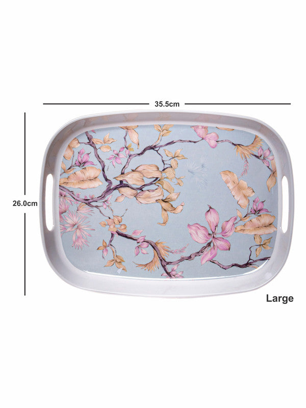 Stehlen Melamine Decorative 3 Size Oval Serving Tray with Handle (Set of 3pcs)