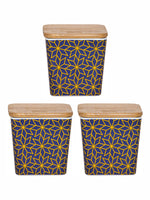 Stehlen Colored Melamine Storage Canister with Airtight Wooden Lid (Set of 3pcs)
